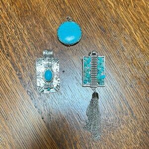 Turquoise and silver pendants